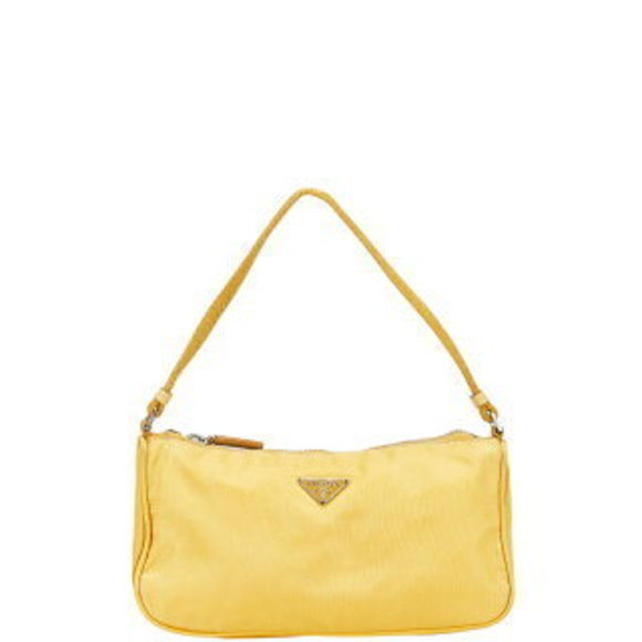 Prada Triangle Handbag Yellow Nylon - Picture 1 of 8